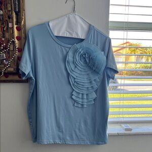 Elegant Blue Ruffled Women's Top